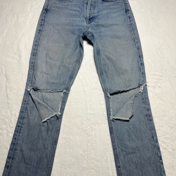 Agolde Blue Straight Leg Jeans Classic Denim - Picture 2 of 10